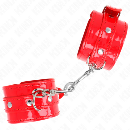 KINK - POLSINI LUCIDI ROSSI REGOLABILI 23-33 CM - KINK COLLAR & GAG | Lingerie Harness Boutique