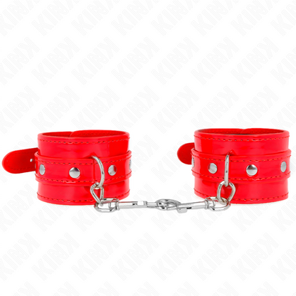 KINK - POLSINI LUCIDI ROSSI REGOLABILI 23-33 CM - KINK COLLAR & GAG | Lingerie Harness Boutique