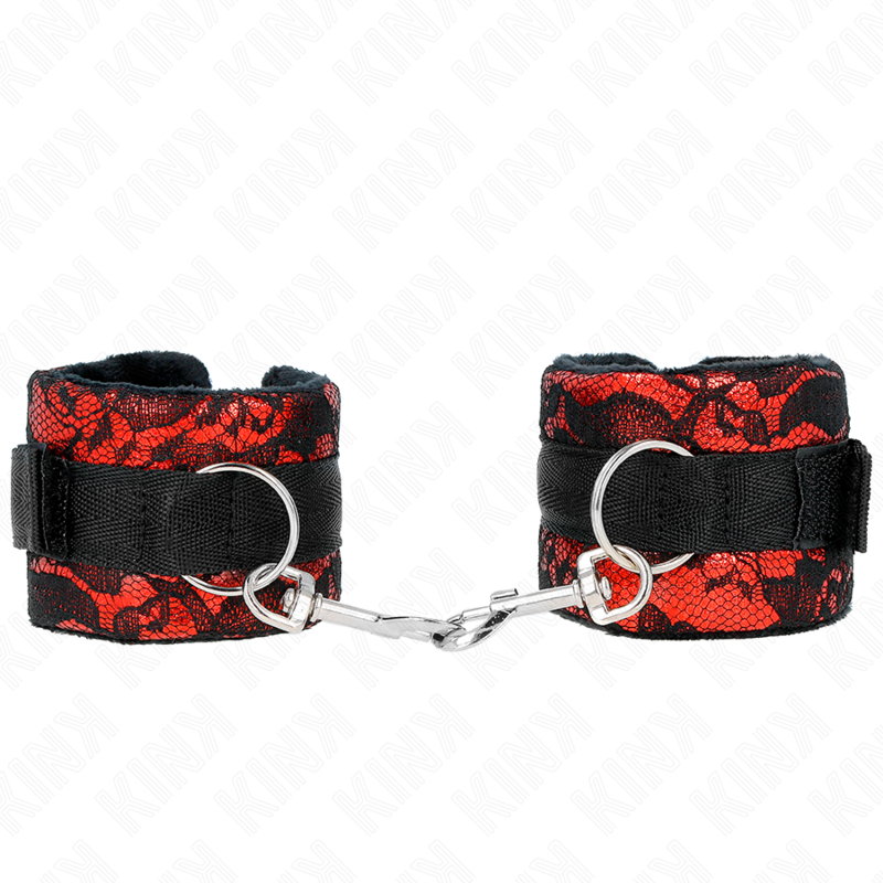 KINK - VELVET LACE SHORT WRIST AND NYLON BAND RED / BLACK 23 X 6.5 CM