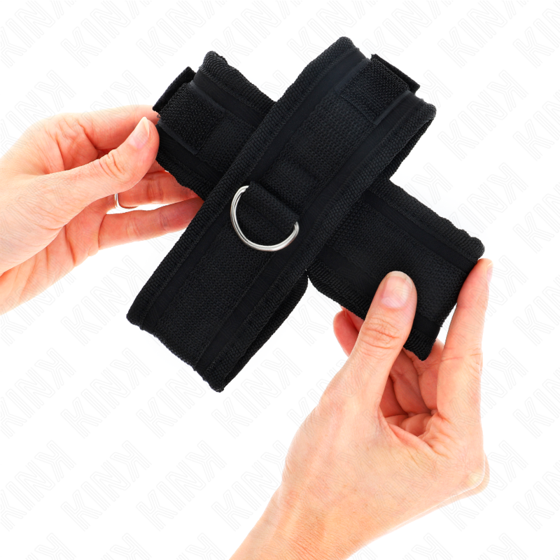 KINK - POLSINI A CROCE NERI 34 X 5,5 CM - KINK COLLAR & GAG | Lingerie Harness Boutique