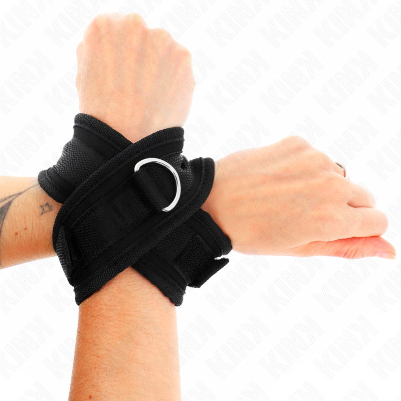KINK - POLSINI A CROCE NERI 34 X 5,5 CM - KINK COLLAR & GAG | Lingerie Harness Boutique