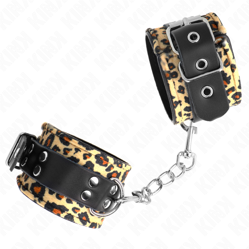 KINK - POGGIAPOLSO IN VERA PELLE LEOPARDATA REGOLABILE 18-29 CM X 5,5 CM - KINK COLLAR & GAG | Lingerie Harness Boutique