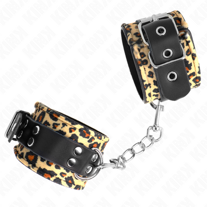 KINK - POGGIAPOLSO IN VERA PELLE LEOPARDATA REGOLABILE 18-29 CM X 5,5 CM - KINK COLLAR & GAG | Lingerie Harness Boutique