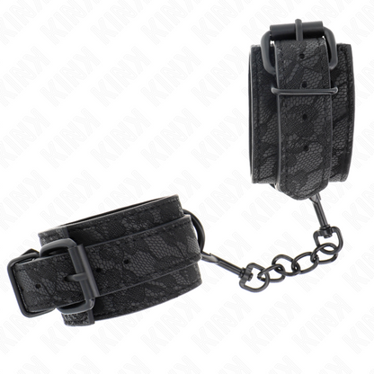 KINK - POLSI RICOPERTI DI PIZZO SCURO REGOLABILI NERO 19-26 CM - KINK COLLAR & GAG | Lingerie Harness Boutique
