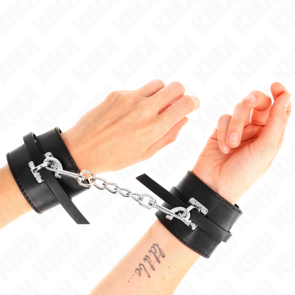 KINK - RESISTENZA DA POLSO DELUXE CON BLOCCAGGIO NERO REGOLABILE 14,5-21 CM X 6 CM - KINK COLLAR & GAG | Lingerie Harness Boutique