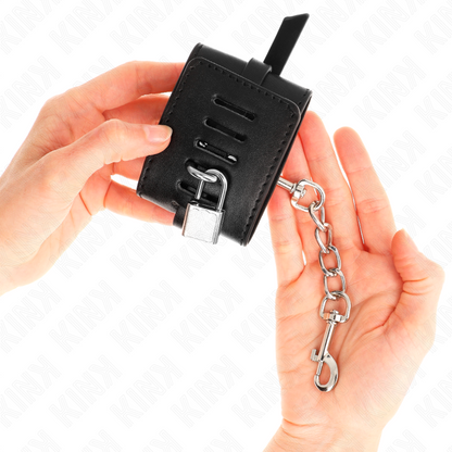 KINK - RESISTENZA DA POLSO DELUXE CON BLOCCAGGIO NERO REGOLABILE 14,5-21 CM X 6 CM - Lingerie Harness Boutique | Lingerie Harness Boutique