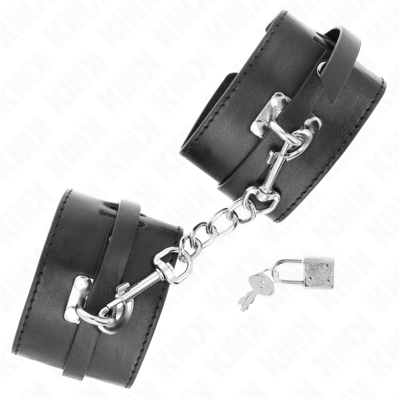 KINK - RESISTENZA DA POLSO DELUXE CON BLOCCAGGIO NERO REGOLABILE 14,5-21 CM X 6 CM - KINK COLLAR & GAG | Lingerie Harness Boutique