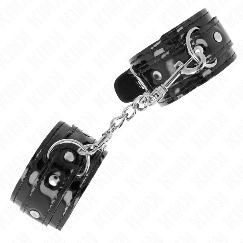 KINK - POLSI IN NEOPRENE LUCIDO REGOLABILI 17-24 CM X 4,5 CM - Lingerie Harness Boutique | Lingerie Harness Boutique