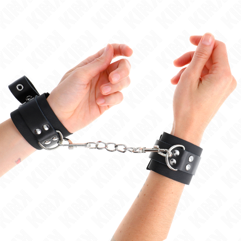 KINK - BLACK NYLON WRIST RESISTANCE WITH BLACK LEATHER BELT ADJUSTABLE 19-29CM X 5.1CM