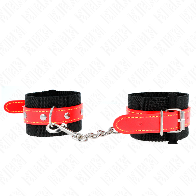 KINK - BLACK NYLON WRIST RESISTANCE WITH RED LEATHER ADJUSTABLE 19-24 CM X 5.5 CM