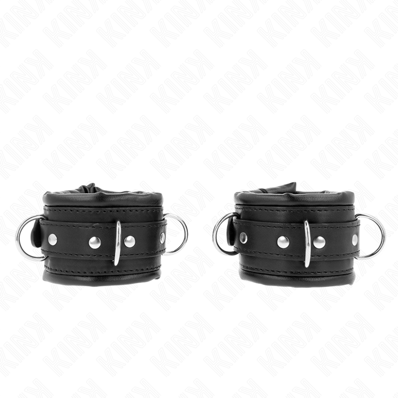 KINK - RESISTENZA DA POLSO PESANTE CON FODERA IN PELLICCIA NERA REGOLABILE 20-30 CM X 6 CM - KINK COLLAR & GAG | Lingerie Harness Boutique