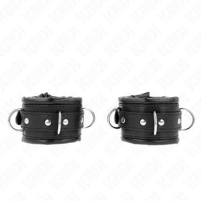 KINK - RESISTENZA DA POLSO PESANTE CON FODERA IN PELLICCIA NERA REGOLABILE 20-30 CM X 6 CM - KINK COLLAR & GAG | Lingerie Harness Boutique