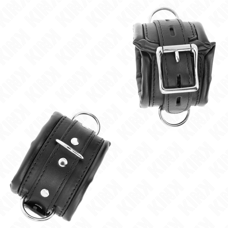 KINK - RESISTENZA DA POLSO PESANTE CON FODERA IN PELLICCIA NERA REGOLABILE 20-30 CM X 6 CM - KINK COLLAR & GAG | Lingerie Harness Boutique
