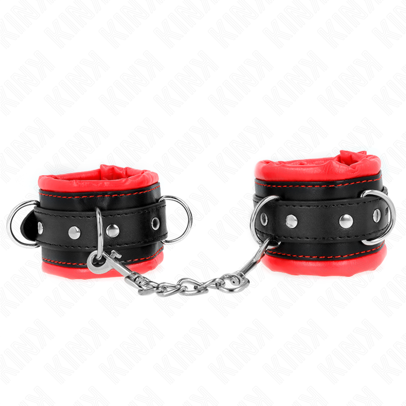 KINK - RESISTENZA DA POLSO PESANTE CON FODERA IN PELLICCIA ROSSA REGOLABILE 20-30 CM X 6 CM - KINK COLLAR & GAG | Lingerie Harness Boutique