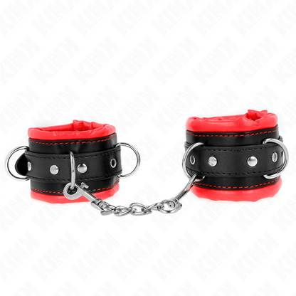 KINK - RESISTENZA DA POLSO PESANTE CON FODERA IN PELLICCIA ROSSA REGOLABILE 20-30 CM X 6 CM - KINK COLLAR & GAG | Lingerie Harness Boutique