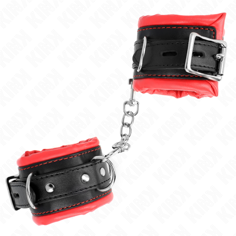 KINK - RESISTENZA DA POLSO PESANTE CON FODERA IN PELLICCIA ROSSA REGOLABILE 20-30 CM X 6 CM - KINK COLLAR & GAG | Lingerie Harness Boutique