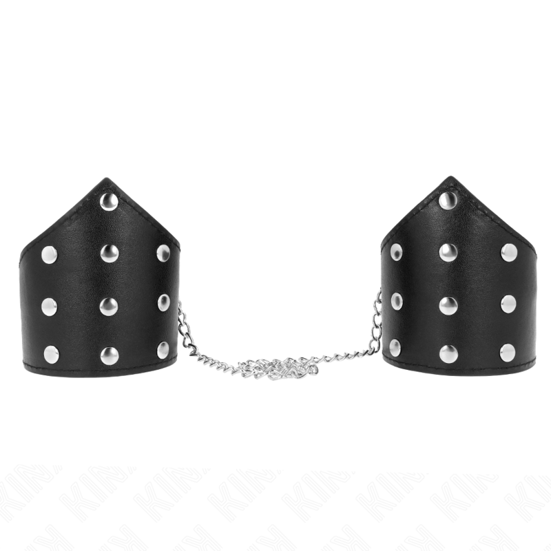 KINK - BRACCIALI STILE PUNTO NERO CON CATENA REGOLABILE 17-23 CM X 8,5 CM - KINK COLLAR & GAG | Lingerie Harness Boutique