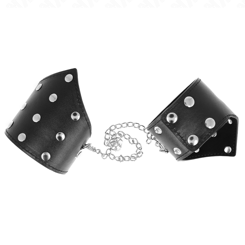 KINK - BRACCIALI STILE PUNTO NERO CON CATENA REGOLABILE 17-23 CM X 8,5 CM - KINK COLLAR & GAG | Lingerie Harness Boutique