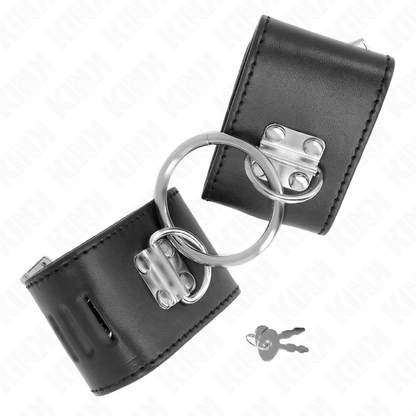 KINK - POLSO FISSO CON CHIUSURA AD ANELLO E LUCCHETTO NERO REGOLABILE 16-23 CM X 5,5 CM - KINK COLLAR & GAG | Lingerie Harness Boutique