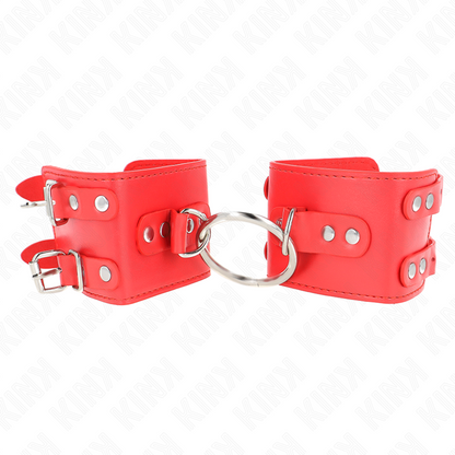 KINK - FIXED WRIST WITH RING AND STUDS ADJUSTABLE RED 17-22 CM X 6.5 CM