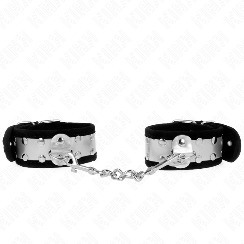 KINK - RESISTENZA DA POLSO SOTTILE NERO / ARGENTO 30 X 4 CM - KINK COLLAR & GAG | Lingerie Harness Boutique