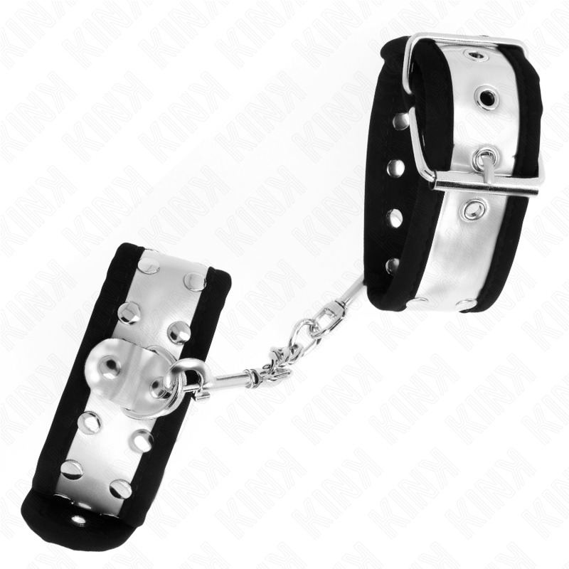 KINK - RESISTENZA DA POLSO SOTTILE NERO / ARGENTO 30 X 4 CM - KINK COLLAR & GAG | Lingerie Harness Boutique