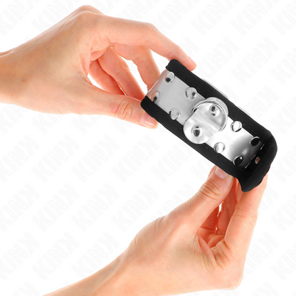 KINK - RESISTENZA DA POLSO SOTTILE NERO / ARGENTO 30 X 4 CM - Lingerie Harness Boutique | Lingerie Harness Boutique