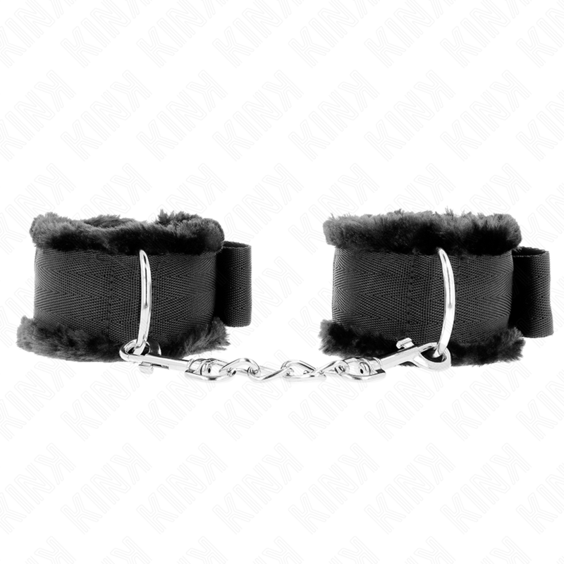 KINK - POGGIPOLSI FODERATI IN PELLICCIA NERI REGOLABILI 17-31 CM X 7 CM - KINK COLLAR & GAG | Lingerie Harness Boutique