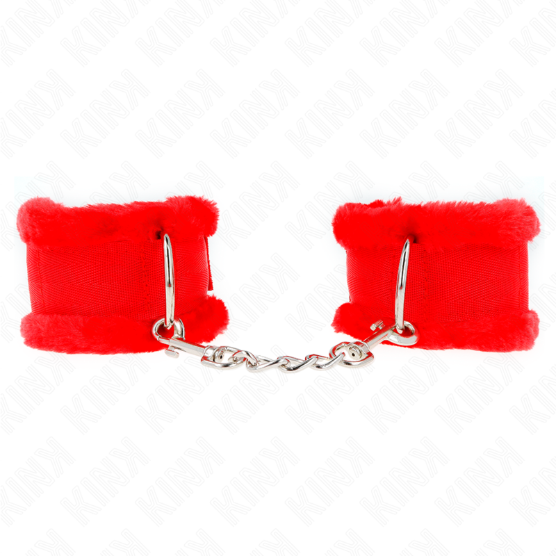 KINK - POGGIPOLSO FODERATO IN PELLICCIA ROSSO REGOLABILE 17-31 CM X 7 CM - KINK COLLAR & GAG | Lingerie Harness Boutique