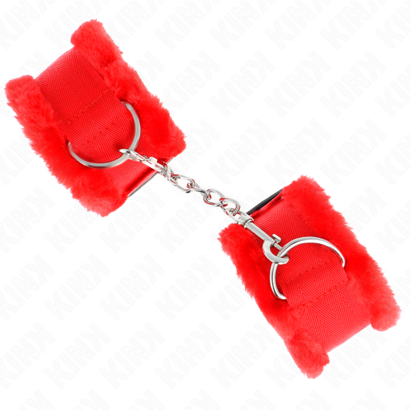 KINK - POGGIPOLSO FODERATO IN PELLICCIA ROSSO REGOLABILE 17-31 CM X 7 CM - KINK COLLAR & GAG | Lingerie Harness Boutique