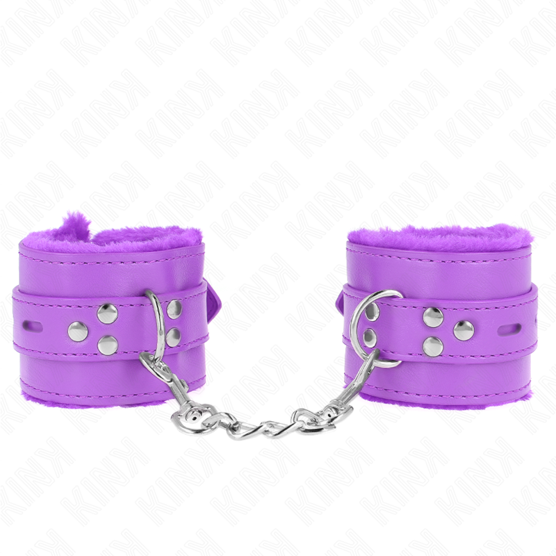 KINK - PURPLE SQUARE HOLES PADDED FUR CUFFS AND PURPLE ADJUSTABLE BELT 17-29CM X 6CM