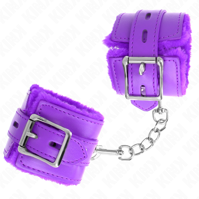 KINK - PURPLE SQUARE HOLES PADDED FUR CUFFS AND PURPLE ADJUSTABLE BELT 17-29CM X 6CM