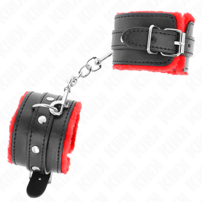 KINK - RESISTENZA DA POLSO PREMIUM FODERATA IN PELLICCIA ROSSO CON CINTURA NERA REGOLABILE 17-29 CM X 6 CM