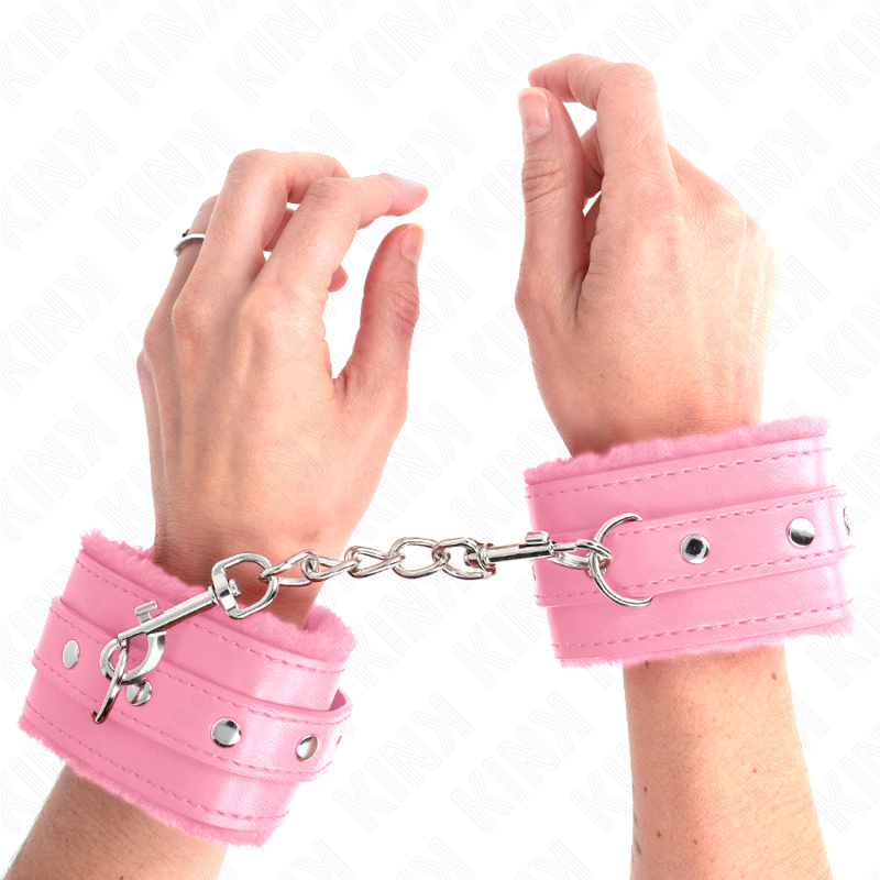 KINK - POGGIPOLSI PREMIUM RIVESTITI IN PELLICCIA ROSA CON CINTURA ROSA REGOLABILE 17-29 CM X 6 CM - KINK COLLAR & GAG | Lingerie Harness Boutique