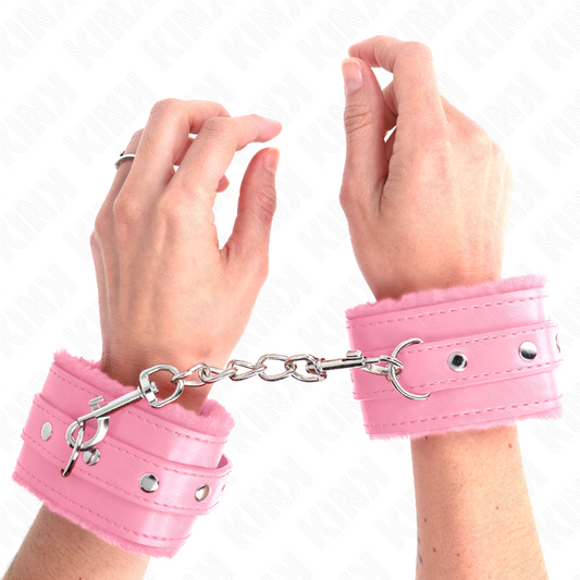 KINK - POGGIPOLSI PREMIUM RIVESTITI IN PELLICCIA ROSA CON CINTURA ROSA REGOLABILE 17-29 CM X 6 CM - KINK COLLAR & GAG | Lingerie Harness Boutique