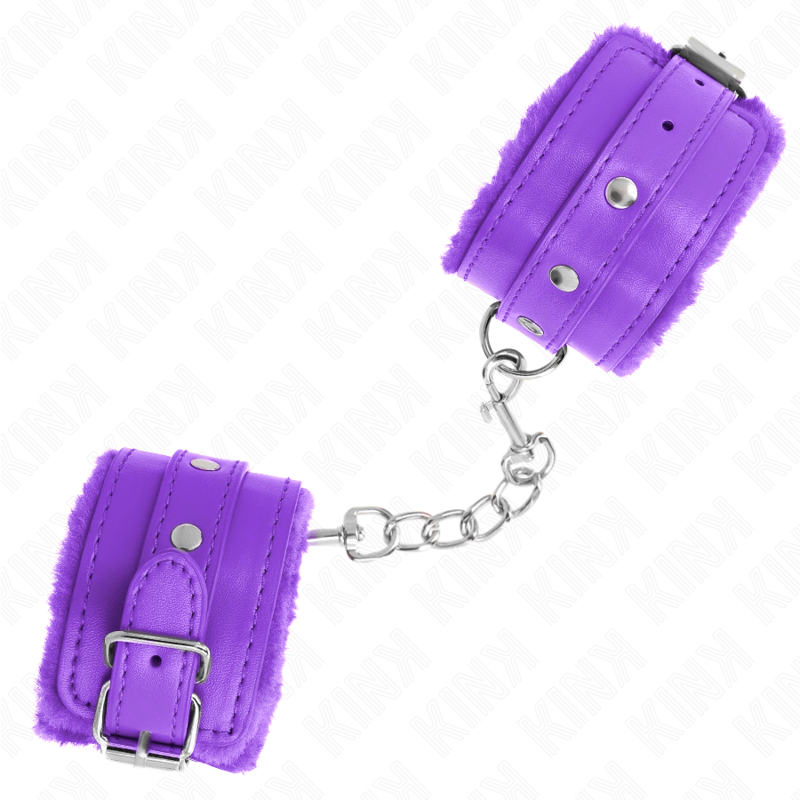 KINK - POGGIPOLSI PREMIUM IMBOTTITI IN PELLICCIA VIOLA CON CINTURA VIOLA REGOLABILE 17-29 CM X 6 CM - KINK COLLAR & GAG | Lingerie Harness Boutique
