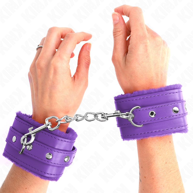 KINK - POGGIPOLSI PREMIUM IMBOTTITI IN PELLICCIA VIOLA CON CINTURA VIOLA REGOLABILE 17-29 CM X 6 CM - KINK COLLAR & GAG | Lingerie Harness Boutique