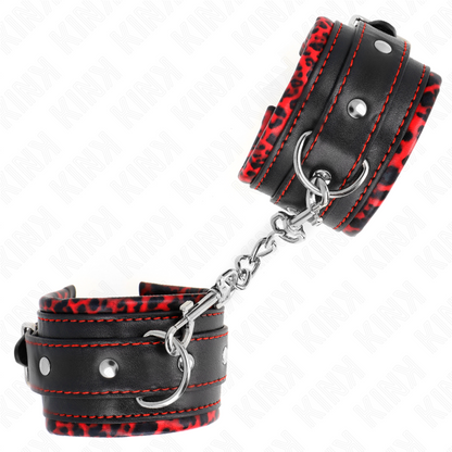 KINK - POGGIPOLSI IMBOTTITI IN PELLICCIA ROSSO/NERO REGOLABILE 17-29 CM X 6 CM - KINK COLLAR & GAG | Lingerie Harness Boutique