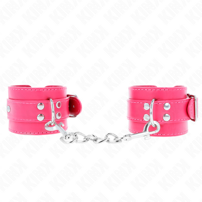 KINK - TENUTA DA POLSO ROSA LAMPONE CON FODERA ROSA LAMPONE REGOLABILE 20-28 CM X 5,5 CM - KINK COLLAR & GAG | Lingerie Harness Boutique