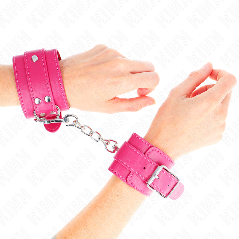 KINK - TENUTA DA POLSO ROSA LAMPONE CON FODERA ROSA LAMPONE REGOLABILE 20-28 CM X 5,5 CM - KINK COLLAR & GAG | Lingerie Harness Boutique