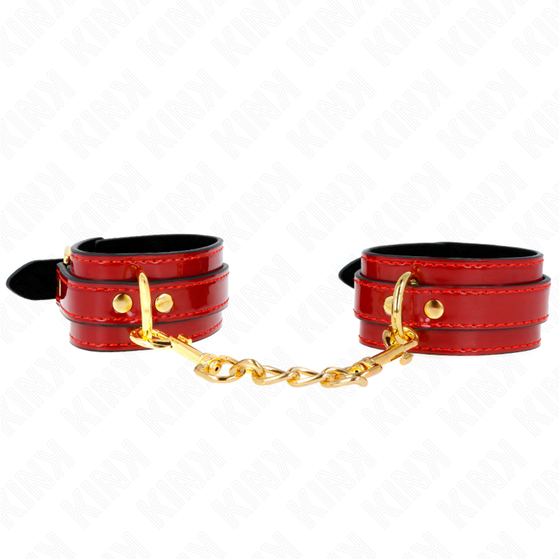 KINK - POLSINI JOANNA ANGEL ROSSO REGOLABILE CON CATENA ORO 16.5-26 CM X 4 CM - Lingerie Harness Boutique | Lingerie Harness Boutique
