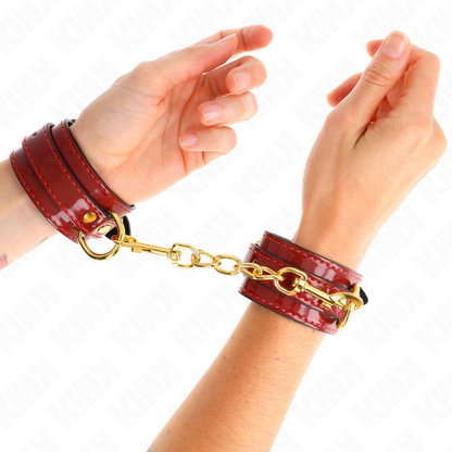 KINK - JOANNA ANGEL RED ADJUSTABLE CUFFS WITH GOLD CHAIN ​​16.5-26 CM X 4 CM