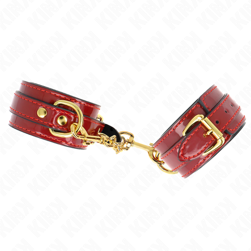 KINK - POLSINI JOANNA ANGEL ROSSO REGOLABILE CON CATENA ORO 16.5-26 CM X 4 CM - KINK COLLAR & GAG | Lingerie Harness Boutique