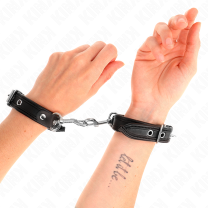 KINK - MINI BRACCIALETTI NERI CON BORCHIE REGOLABILI 16-22 CM X 2 CM - KINK COLLAR & GAG | Lingerie Harness Boutique