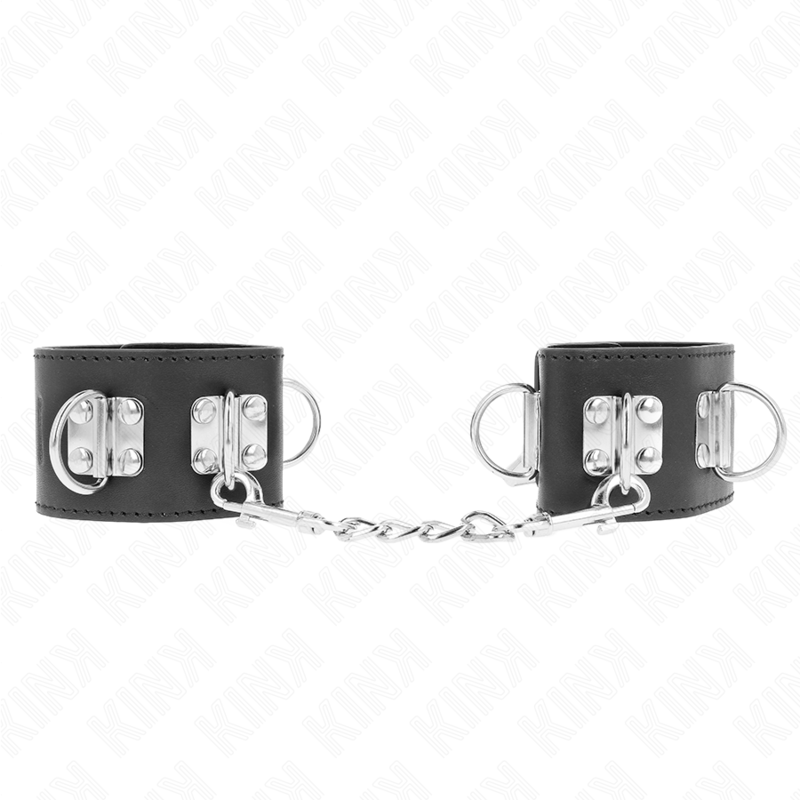 KINK - RESISTENZA DA POLSO MULTIPOSIZIONE CON CHIUSURA A LUCCHETTO NERA REGOLABILE 16-23 CM X 5,5 CM - KINK COLLAR & GAG | Lingerie Harness Boutique
