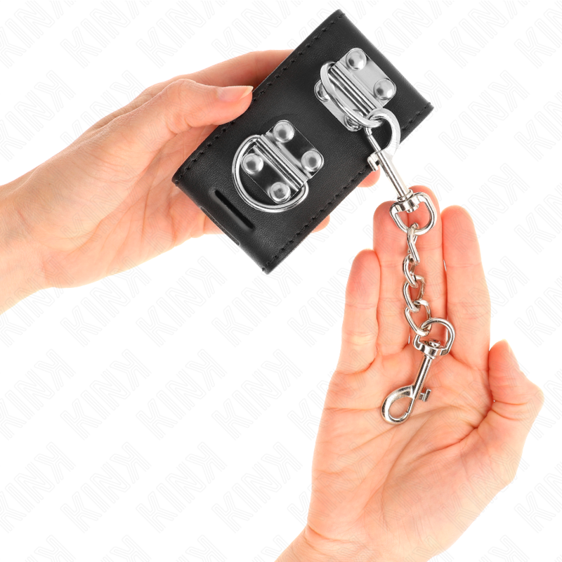 KINK - RESISTENZA DA POLSO MULTIPOSIZIONE CON CHIUSURA A LUCCHETTO NERA REGOLABILE 16-23 CM X 5,5 CM - Lingerie Harness Boutique | Lingerie Harness Boutique