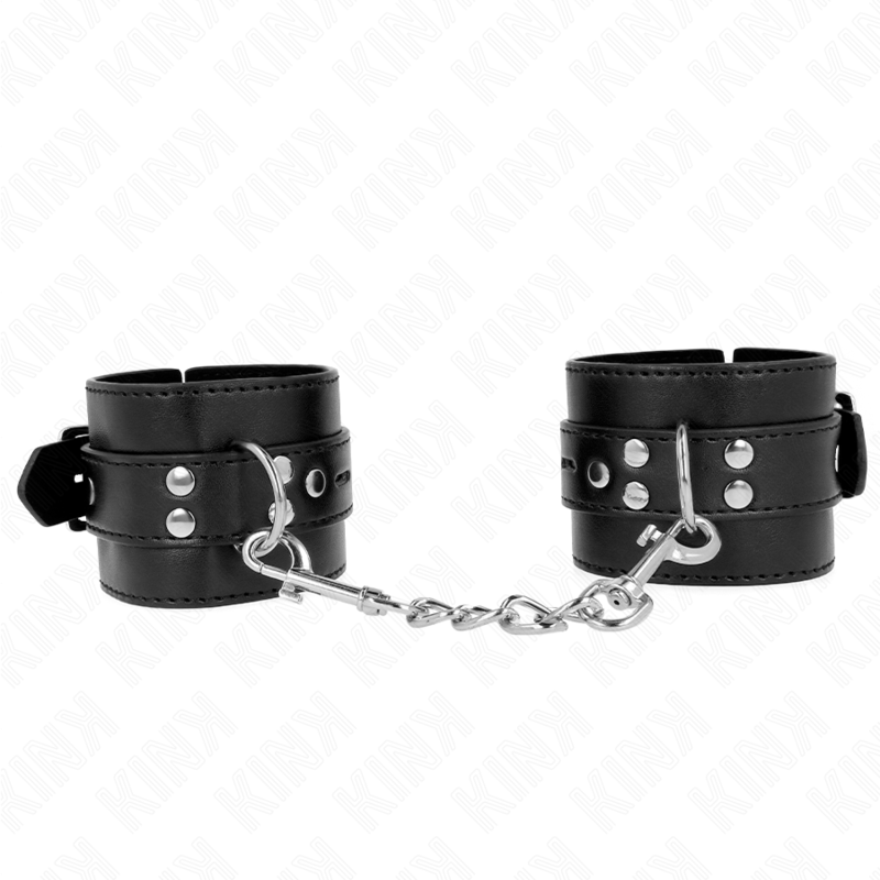 KINK - RESISTENZA DA POLSO NERA CON CINTURA NERA REGOLABILE 17-28 CM X 6 CM - KINK COLLAR & GAG | Lingerie Harness Boutique