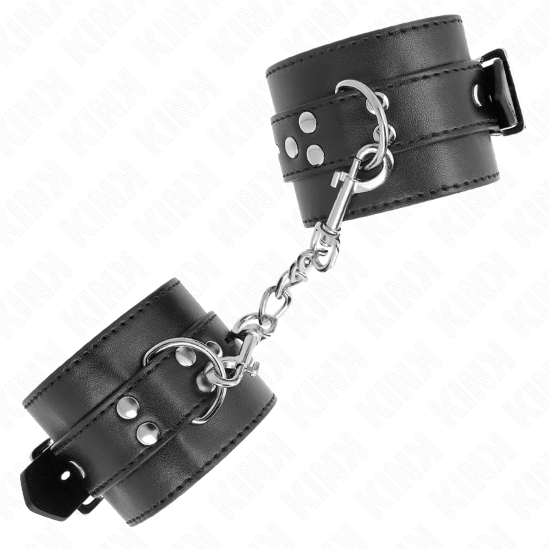 KINK - RESISTENZA DA POLSO NERA CON CINTURA NERA REGOLABILE 17-28 CM X 6 CM - KINK COLLAR & GAG | Lingerie Harness Boutique