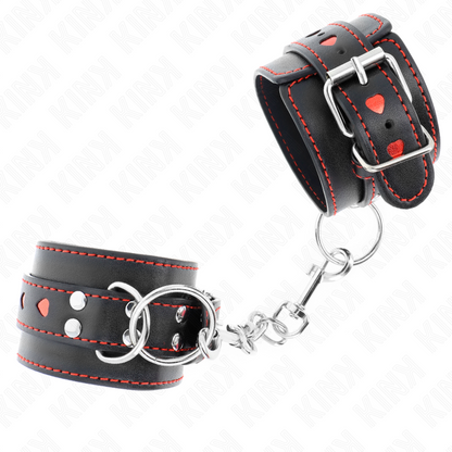 KINK - BLACK WRIST WITH RED HEART INLAY ADJUSTABLE 21-28 CM X 5.5 CM