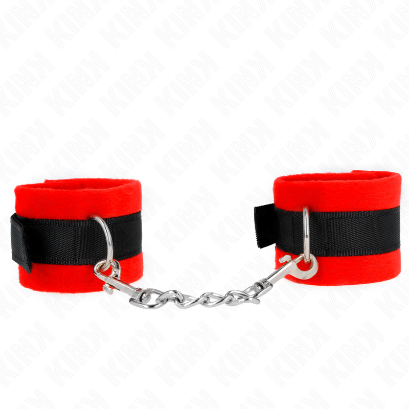 KINK - POLSINI IN PELLICCIA PER PRINCIPIANTI NERO-ROSSO 30 X 7 CM - KINK COLLAR & GAG | Lingerie Harness Boutique